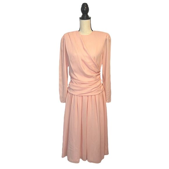 VTG Brenner Size 9/10 Maxi Dress Gown Pink Romantic Holidays A-Line USA Made - Picture 2 of 7